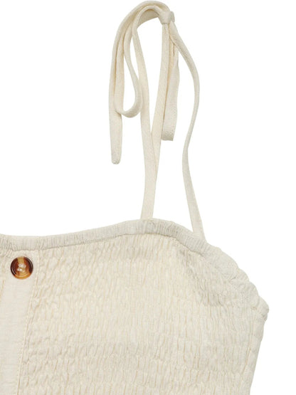 Robe à Boutons avec Bretelles à Nouer – Taille Élastique