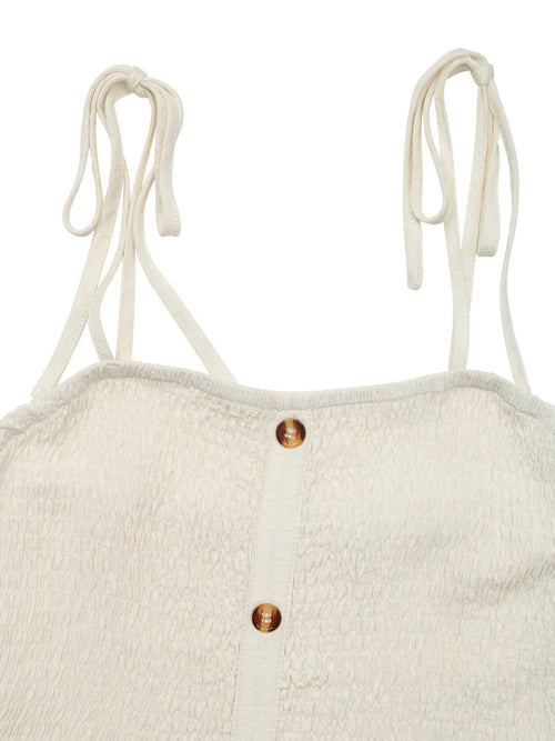 Robe à Boutons avec Bretelles à Nouer – Taille Élastique