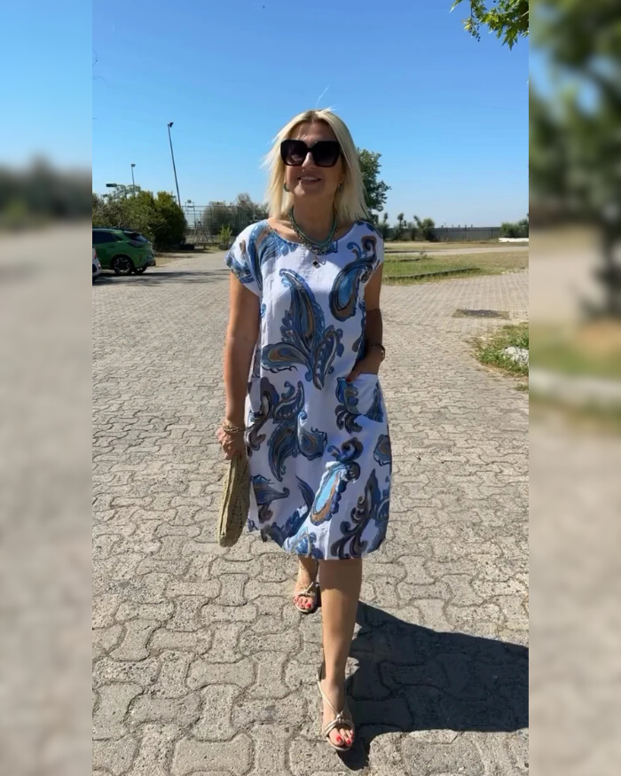 Hazal™ - Robe à col rond et joli imprimé