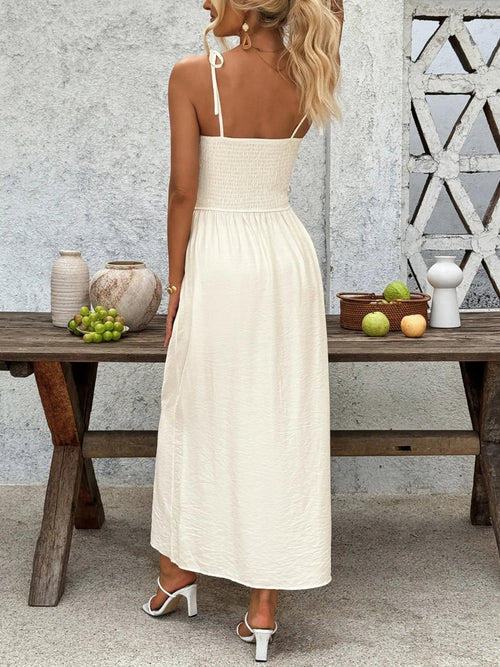 Robe à Boutons avec Bretelles à Nouer – Taille Élastique