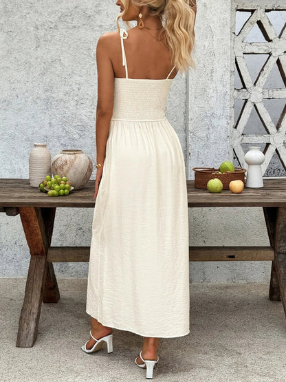 Robe à Boutons avec Bretelles à Nouer – Taille Élastique